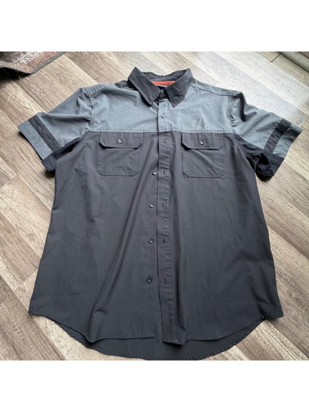 Harley-Davidson Mens Black & Gray Button-Up Shirt XL